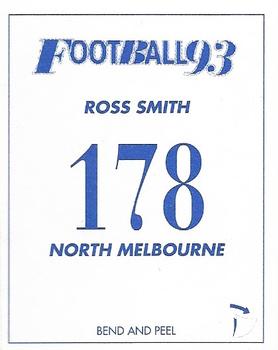 1993 Select AFL Stickers #178 Ross Smith Back